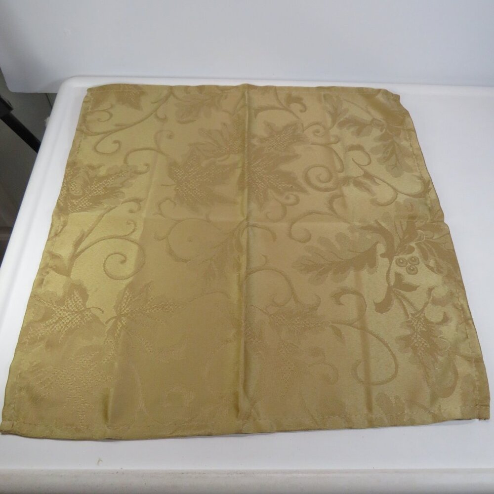 Vintage Gold Jacquard Fabric(4) Dinner Napkins 16.5x16.5"  #2